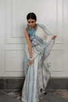 Tew Linen Cotton With Block Printed Sarees
